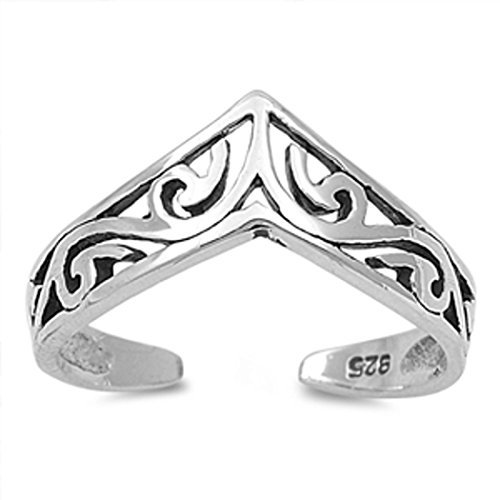 Zehenring aus 925 Sterling Silber als Fußschmuck oder Fingerring für Damen, Herren und Kinder, offener Midi Ring, verstellbar, Modell 24