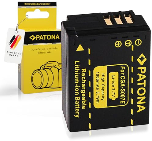PATONA Batterie CGA-S007E Rechange pour Panasonic CGA-S007 CGR-S007 DMW-BCD10 BCD10E Compatible avec Panasonic Lumix DMC-TZ1 DMC-TZ2 DMC-TZ3 DMC-TZ4 DMC-TZ15 DMC-TZ50 TZ1 TZ2 TZ3 TZ4 TZ5 TZ15 TZ50