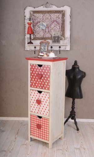 Vintage Kommode Glückspilz Rot mit weissen Punkten Schubladen ETG062 Palazzo Exklusiv