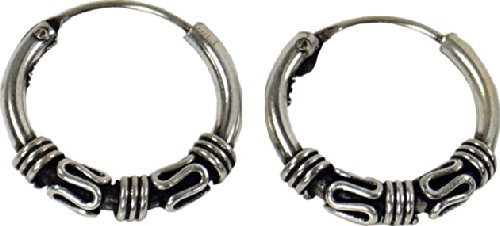 GURU SHOP Ethno Ohrringe, Silbercreolen, Creolen - 1,3 cm