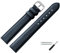 MARBURGER Uhrenarmband 12mm Leder Blau Silber XL Glatt Mit Naht - Montage Set 6601251000120