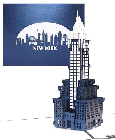 3D Pop Up Karte New York - Skyline & Crysler Building - New York Karte als Souvenir & Reisegutschein USA, Amerika - Einladungskarte und Geschenkverpackung