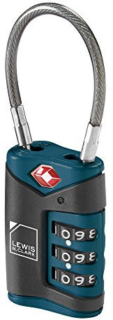 Lewis N Clarks Travel Sentry Cable Lock Gepäckschloss, Blau