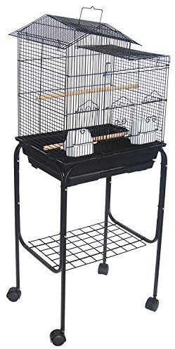 YML 5894 3/8 Bar Spacing Villa Top Bird Cage with Stand, 18 x 14/Small, Black