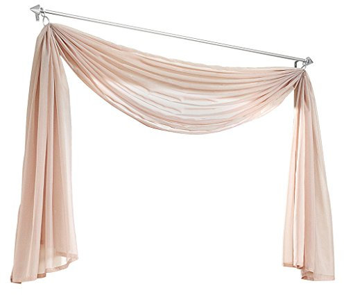 Olivia's Stylism Boutique Querbehang Deko Gardinen aus transparentem Voile Schals H*B 500 * 145cm Sand