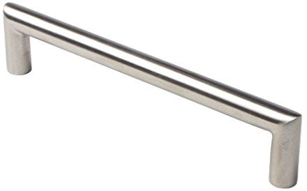 Design Schubladen-Griff Edelstahl Schrankgriff rund Möbelgriff Küche - LEILA | Relinggriff BA 128 mm | Türgriff Kleider-Schrank | Vollmaterial massiv | 1 Stück - Küchen-Griff silber matt mit Schrauben