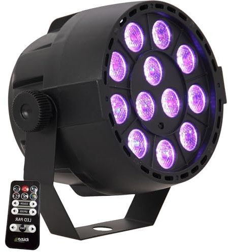 Ibiza - PAR-MINI-RGB3 - Projecteur PAR avec 12 LEDs RVB de 3W chacune 3-IN-1 avec effet stroboscopique - Noir