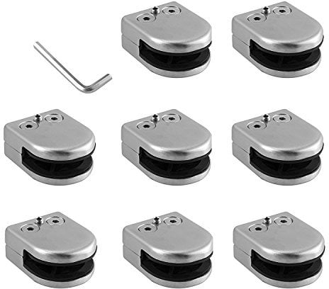 Proster Supporto Vetro 8 Pezzi 8-10mm Acciaio Inossidabile 304 Morsetto Vetro Regolabile Con Cacciavite per Ringhiera Balaustra Corrimano della Scala