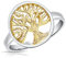 DTPsilver® Bague en Argent Fin 925 Plaqué Or Jaune - Arbre de Vie