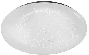 LED-Deckenleuchte Decken Lampe rund warmweiß D=25 cm Sternenhimmel-Optik 680 Lumen Kinderzimmer Jugendzimmer Flur Lampe Wandlampe 3000 Kelvin warmweiß Star-Light Sterne Himmel Effekt weiß