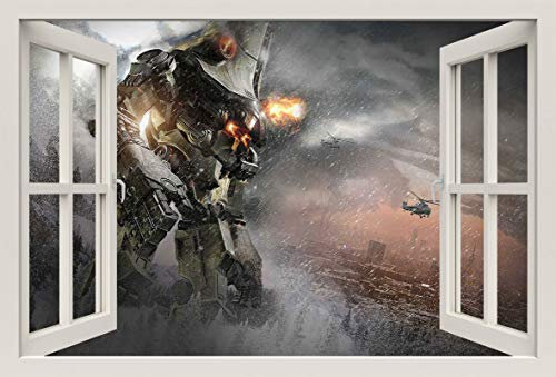 Unified Distribution Pacific Rim - Wandtattoo mit 3D Effekt, Aufkleber für Wände und Türen Größe: 92x61 cm, Stil: Fenster