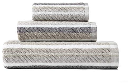 Tommy Bahama - Badetücher Set, hoch saugfähige Baumwolle Badezimmer Dekor, lichtbeständig (Ocean Bay Grey, 3-teilig)
