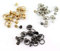 RuiLing 30pcs 8x6mm Screwback Round Head Rivet with Pull Ring 3 Color Assrted Kit Metal Handmade DIY Accessory Nail Heads Stud Leather Craft Screw Rivets (Silver, Black, Gold)