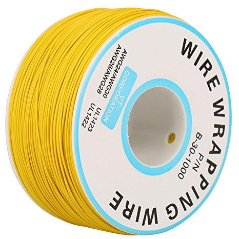 Filo Wire Wrap 1 Rotolo 30AWG Fili Elettrici Cavo di Prolunga in Silicone Cavo Elettrico 200 Metri Filo Filo di Rame Singolo Diametro di 0,25 mm(Giallo)