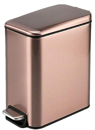 WEIZHIJIAN en Acier Inoxydable May Corbeille Poubelle, May PEDALE Chambre à Coucher Poubelle Couvert Verser, Cuisine, Salle de Bains Vous (Rose Gold)