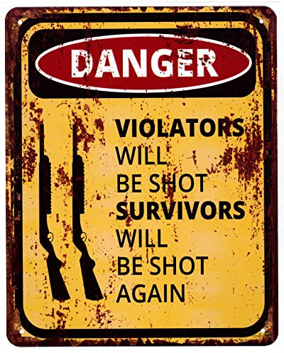 Blechschild Danger Violators will be Shot 20 x 25 cm Deko Schild mit Aufdruck Aufschrift