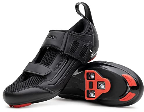 Tommaso Veloce II Fahrradschuhe - Ride in Style - Peloton Schuhe Triathlon Rennrad Indoor Cycling Herren Damen Kompatibel mit Look Delta SPD SPD-SL Stollen Weiß Schwarz, Schwarz - Herren, 44.5 EU