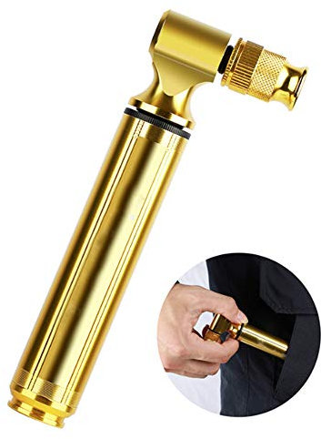 Mini Bike Bomba Bomba de Mano de 130PSI, se Ajusta a Presta y Schrader Bicicletas de Bolsillo portátil de neumáticos de la Bomba de Carretera, Bicicletas de montaña y BMX, Oro 13X5cm
