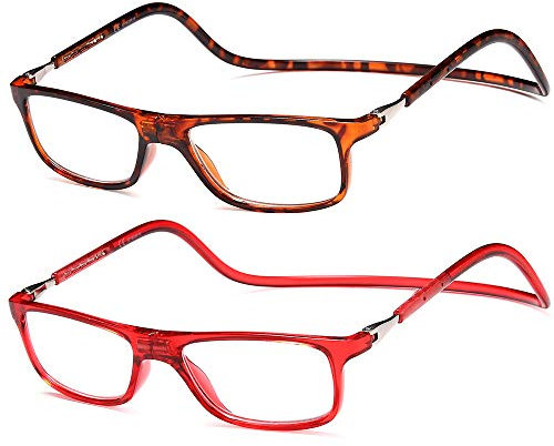 NEW VISION Lesebrille mit Magnetverschluss 2 pack, Lesebrillen, Bequem Magnetverschluss Vorne, Reading Glasses NV2904, Lesehilfe für Damen Herren (Mr, 2.5, x)