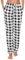 Vlazom Pantalon de Pyjama Femme Bas de Pyjama Femmes à Carreaux Pantalon de Nuit avec Poches，Blanc/Noir，XXL