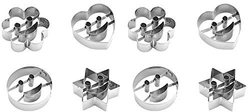 Ausstechformen-Set aus hochwertigem 430er Edelstahl, Smiley-Gesicht, Kreis, Sonne, Blume, Hexagon, Stern und Herz, 2 Sets