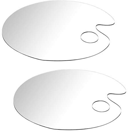 2PCS Clear Acrylic Paint Palette, Non-Stick Oil Paint Palette Oval Shaped Artist Mixing Palette Art Paint Tray Palettes with Protective Film for DIY Art Craft Painting (25 x 15 cm)