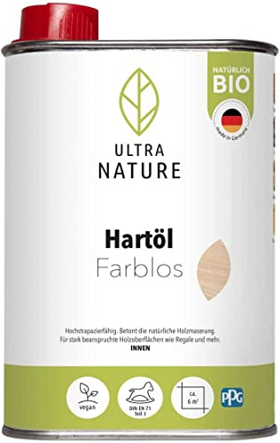 ULTRA NATURE Olio duro 0,25 l, incolore, vegano, biologico, senza solventi, olio di cera dura, per mobili, olio per pavimenti