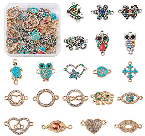 Cheriswelry Bedruckte Emaille-Charms mit 2 Löchern, Schmuckverbindungen, bunte baumelnde Anhänger, DIY, Schlüsselanhänger, Basteln