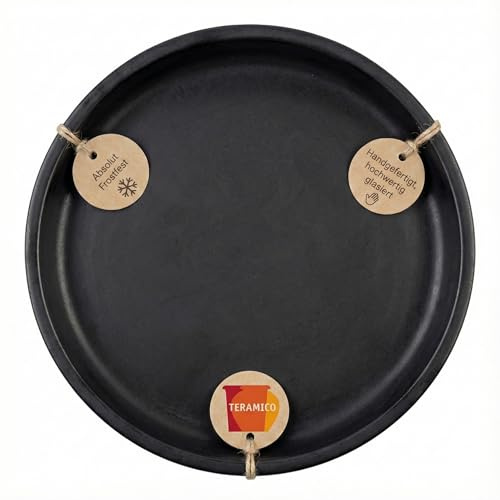 Teramico Pflanzenteller Untersetzer Keramik frostfest (Anthrazit, 40cm) | Massiver Blumentopf Untersetzer aus robuster Keramik: Ideal für den Innen- und Außenbereich auch als Vogeltränke.