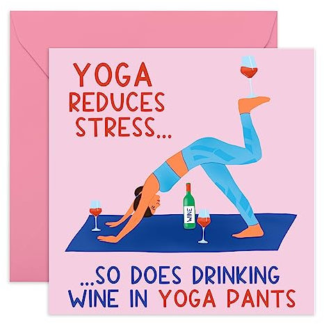 Central 23 - Lustige Geburtstagskarte für Sie – Yoga reduziert Stress – lustige Geburtstagskarte für Ihn – Yoga – Schwester Mama Geburtstagsgeschenk – kommt mit Aufklebern