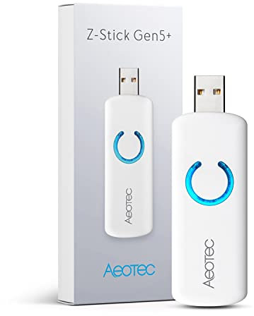 AEOTEC ZW090-C(Plus Version) Z-Stick Gen5 Plus, Z-Wave Plus USB pour créer Une passerelle Z-Wave, contrôleur Zwave Hub Pro 2020 SmartStart et S2, Compatible avec SmartThings, HomeSeer, Blanc