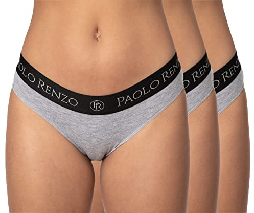 Paolo Renzo 3er/6er Set Damen Sport Underwear Modern-Sports-Collection - Cotton-Bustier - String Tanga - Panty - Hüftslip - Bikini-Slip - Bralette