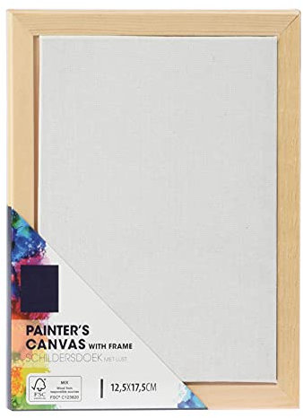Ensemble toile pour peinture et cadre photo en bois avec accessoires de suspension Idéal pour les peintures sur toile, peinture acrylique, peinture à l'huile, gouache, aquarelle (12,5 x 17,5 cm)