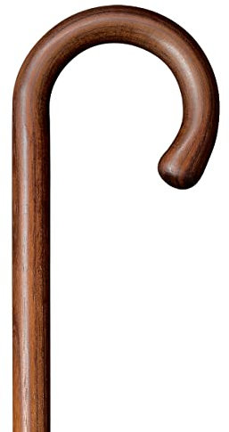 Gehstock Wanderstock NUSSBAUM, Rundhakenstock in einem Stück gebogen, amerikanisches Nussbaumholz, geölt und versiegelt, 94 cm, inkl. Gummipuffer
