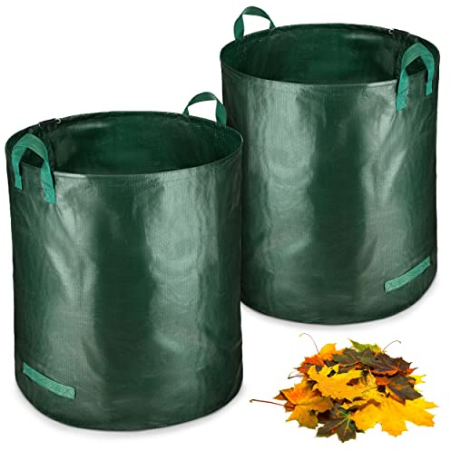 2x 272 liter trädgårdssäck stabil | lövsäck | trädgårdsavfallssäck | trädgårdssäckar för trädgårdsavfall | gröna avfallssäckar hopfällbar, stor, robust tillverkad av polypropylenväv 150g/m² (2x 272 liter)