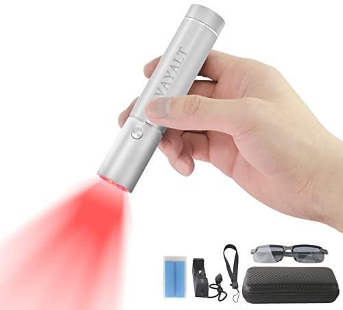 VAYALT Infrarot Handgerät Therapie Taschenlampe, Therapy Lindert Knie Gelenk Muskelschmerzen Rotlicht Therapiegerät Lamp für Gesicht und Körper,630/660/850nm Wellenlänge LED Rotlicht Wärmelampe