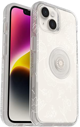 OtterBox iPhone 14 & iPhone 13 Otter + Pop Symmetry Series Clear Case - FLOWER OF MONTH (Clear), integrated PopSockets PopGrip, slim, pocket-friendly, raised edges protect camera & screen