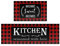 HOLVDENG Rot Buffalo Plaid Küchenmatten-Set mit 2 rutschfesten, dicken Küchenteppiche und Matten für Boden, bequeme Stehmatten für Küche, Spüle, Büro, Wäsche, 43,2 x 119,4 cm + 43,2 x 71,1 cm