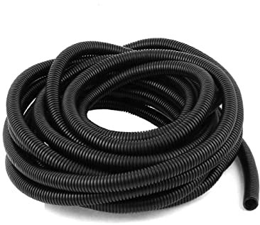 Uotyle Wellrohr, PP Leerrohr 5m Kabelrohr Flammhemmend Kabelschutzrohr Wasserdicht Flexibel Rohr Für Kabelschutz Schwarz Elektrorohr (AußenΦ:25mm,Innenφ20mm)