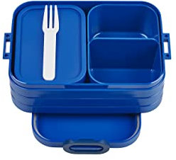 Mepal Bento Brotdose Midi Take A Break - Brotdose mit Bento Box - Für 2 Sandwiches oder 4 Brotscheiben - Lunchbox für kleine Snacks & Reste - Brotdose Erwachsene Essenbox mit Fächern - Vivid blue