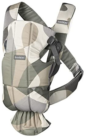 BabyBjörn Babytrage Mini, Baumwolle, bedruckt, Khaki/Grün