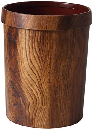 Cabilock 1pc Wood Grain Waste Bin Large Imitated Solid Wood Trash Can for Bedroom Living Room Hotel Stylish Home Storage Container