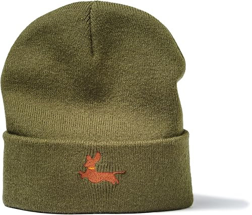 minifan Outdoor Strickmütze Herren & Damen : Dackel - Geschenk für Hundebesitzer Jäger Geschenke - Beanie Männer Mütze Wintermütze Hund (Olive)