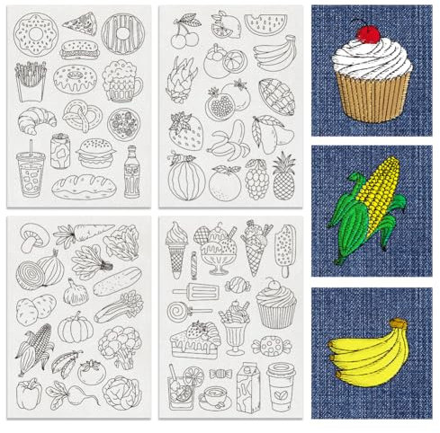 BENECREAT 4 Stück Wasserlösliche Stickerei, 29.7x21 cm Lebensmittelmuster-Transfers, Wasserlöslicher Stabilisator Für Stick- Und Stich-Stickdesigns