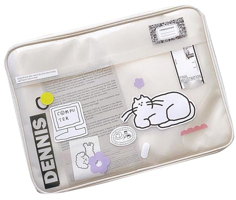 Cyrank Laptop Sleeve Case, Cute Laptop Sleeve Bag Laptop Protective Case Waterproof Notebook Storage Bag Tablet Cover for School Office, White(13in)