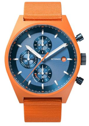 DeTomaso D10 Chrono SOLAR ORANGE Blue Orange Blau Herren-Armbanduhr Analog Solar Armband Orange