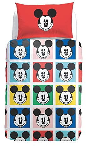Mickey Colors Bettwäsche-Set für Einzelbett, aus Baumwolle, für Kinder und Jugendliche, 155 x 200 cm