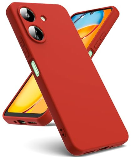 Oududianzi - Funda Compatible con Xiaomi Redmi 13C / Poco C65 [Carcasa de Silicona Líquida][Interior de Microfibra] Carcasa Antigolpes Protección Gel Ultra Suave Funda Redmi 13 C - Rojo
