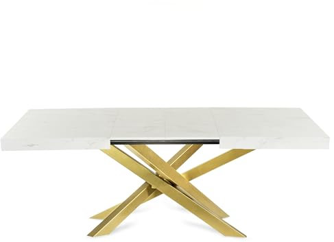 Magnetic Mobel Ausziehbar Esstisch Avia Esszimmertisch Wohnzimmertisch Küchentisch mit Tischgestell Orion (Marmor, Tischgestell: Gold)