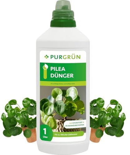 Purgrün® Pilea-Dünger 1 Liter – Schnelle, zuverlässige Wirkung – Premium-Flüssigdünger mit Spurennährstoffen – Stärkt die Widerstandskraft – Ergiebiges Konzentrat für ca 400 Liter Gießwasser